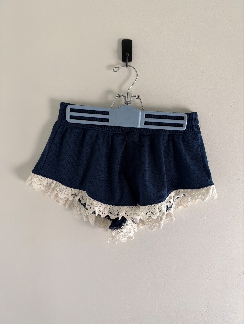 Free People Movement Navy Mesh Lace Trim Shorts Size Small